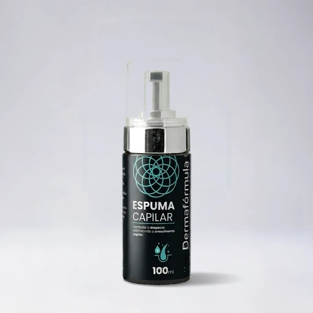 Embalagem da Espuma Capilar Antiqueda, fórmula farmacêutica manipulada pela Dermafórmula - Melhor Farmácia de Manipulação em Santos .