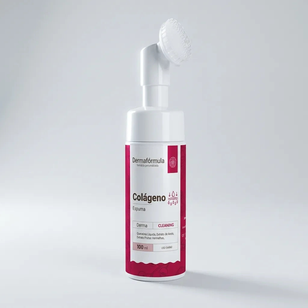 Embalagem da Espuma de Limpeza Facial de Colágeno, fórmula farmacêutica manipulada pela Dermafórmula - Melhor Farmácia de Manipulação em Santos .