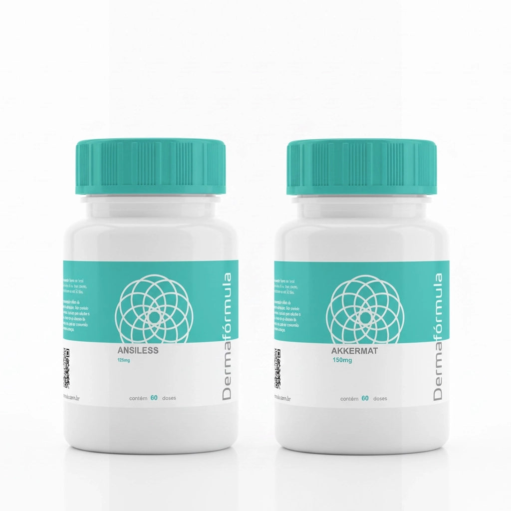 Ansilesse 125mg + Akkermat 150mg. Calmante natural para ansiedade mais emagrecedor saudável.
Dermafórmula, a melhor farmácia de manipulação de Santos e da Baixada Santista. Bem-estar autoral, saúde sob medida. Ativos selecionados com selo de autenticidade e qualidade garantida e certificada.