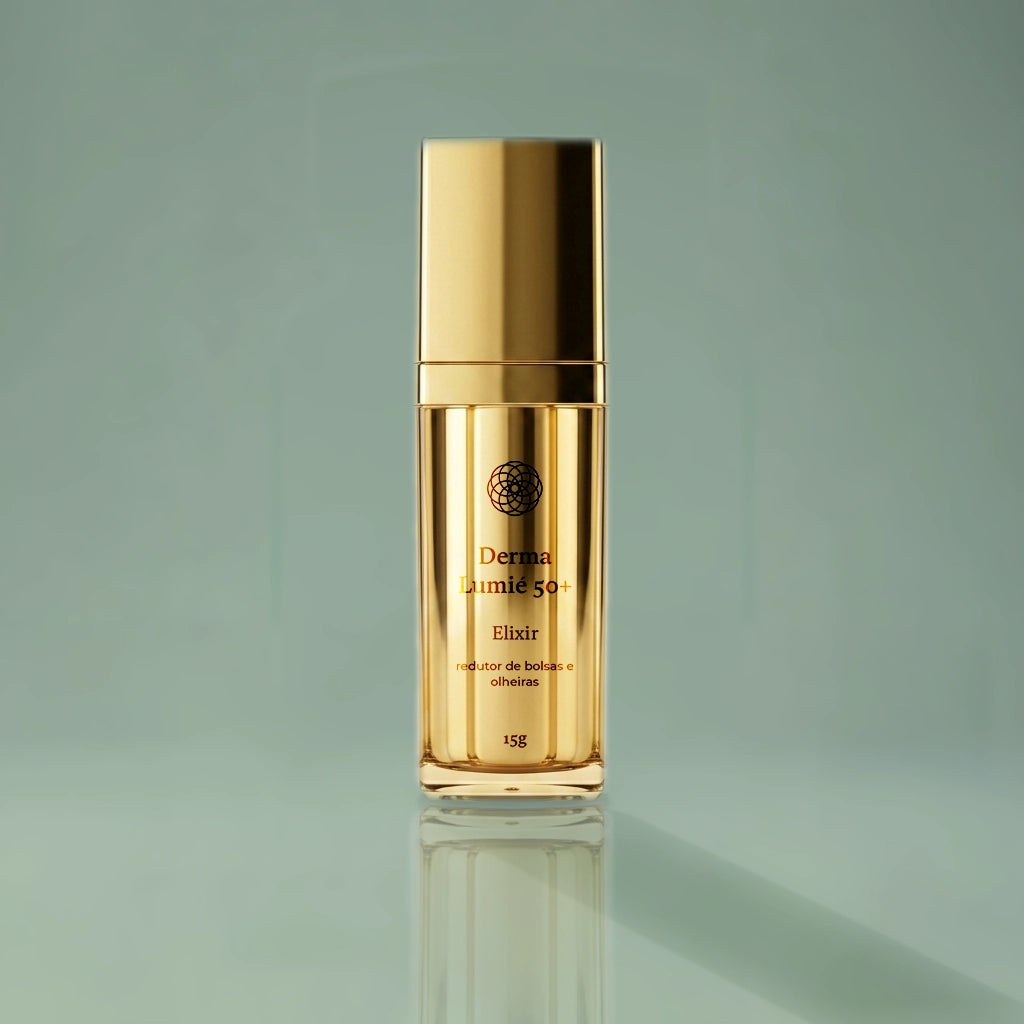 Embalagem do Lumié 50+ Elixir  com rótulo descritivo em destaque, manipulado na Dermafórmula Melhor Farmácia de Manipulação na Baixada Santista.