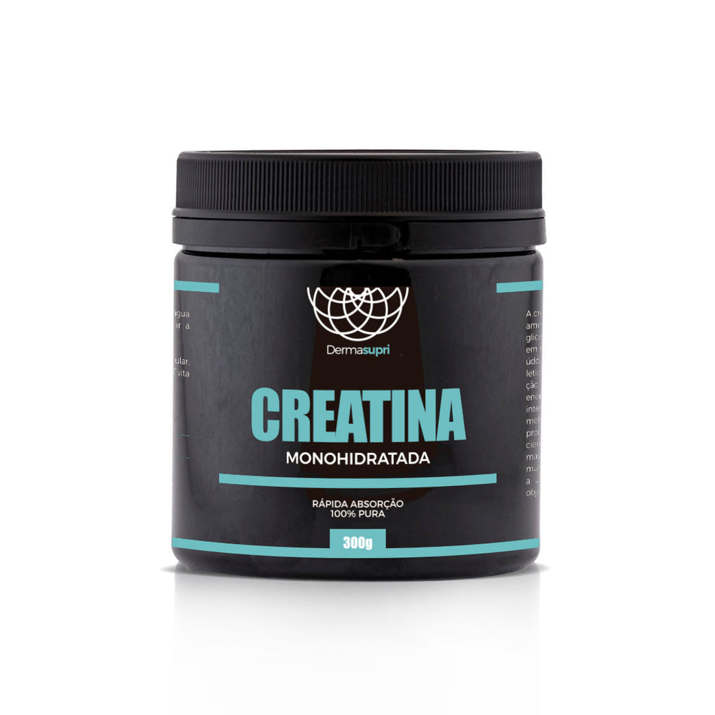 Pote preto "Black Label" de Creatina Derma Supri 300g com design minimalista e detalhes em azul turquesa.
Dermafórmula, a melhor farmácia de manipulação de Santos e da Baixada Santista. Bem-estar autoral, saúde sob medida. Aitvos selecionados com selo de autenticidade e qualidade garantida.