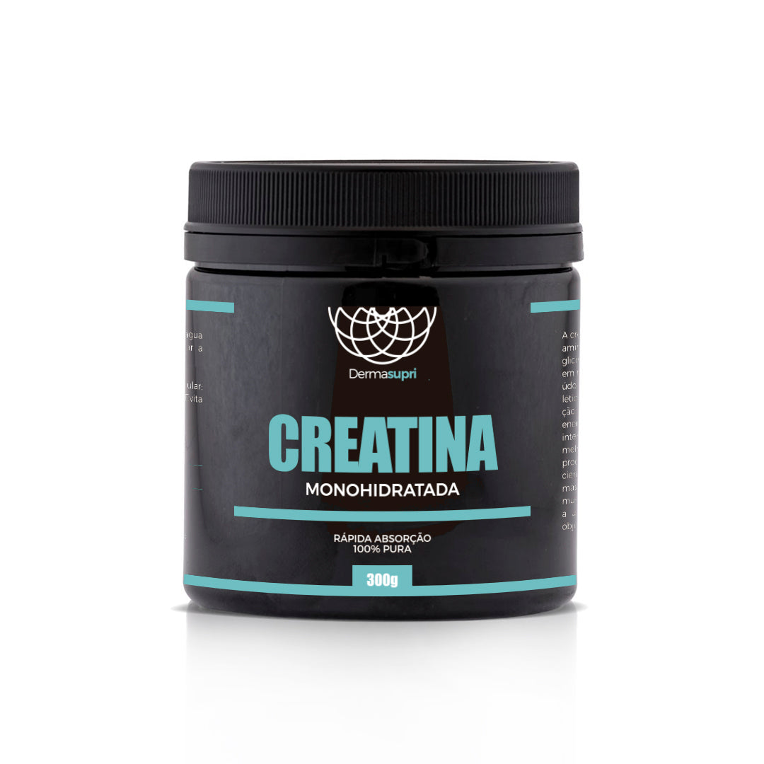 Pote preto "Black Label" de Creatina Derma Supri 300g com design minimalista e detalhes em azul turquesa.
Dermafórmula, a melhor farmácia de manipulação de Santos e da Baixada Santista. Bem-estar autoral, saúde sob medida. Aitvos selecionados com selo de autenticidade e qualidade garantida.