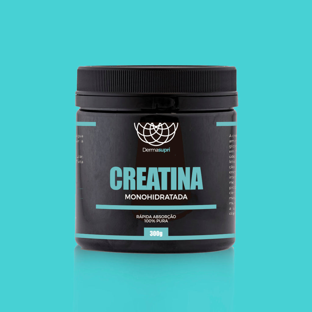 Pote preto "Black Label" de Creatina Derma Supri 300g com design minimalista e detalhes em azul turquesa.
Dermafórmula, a melhor farmácia de manipulação de Santos e da Baixada Santista. Bem-estar autoral, saúde sob medida. Aitvos selecionados com selo de autenticidade e qualidade garantida."