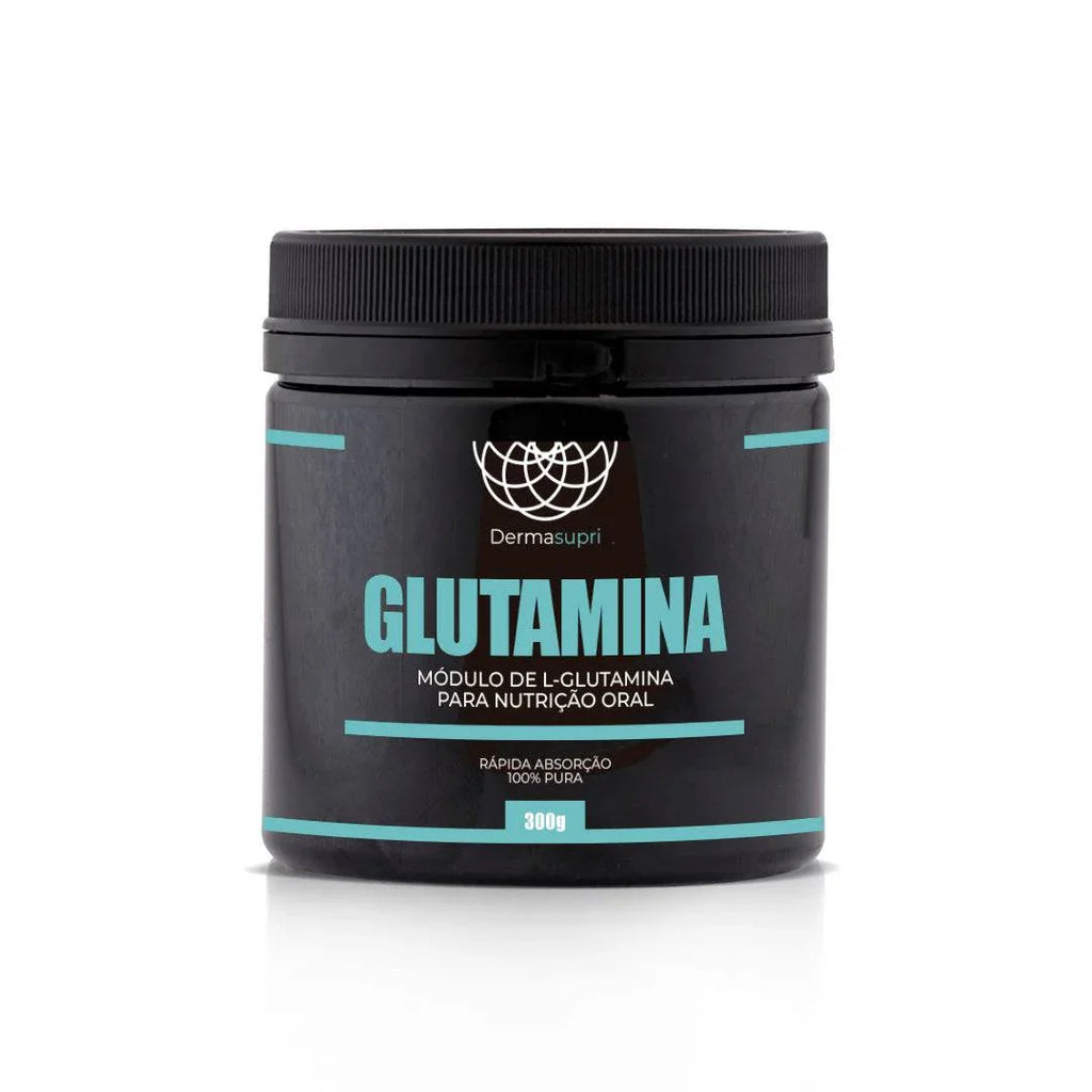 Pote preto premium de Glutamina Derma Supri 300g com rótulo minimalista e detalhes em azul turquesa, sobre fundo branco.
Dermafórmula, a melhor farmácia de manipulação de Santos e da Baixada Santista. Bem-estar autoral, saúde sob medida. Aitvos selecionados com selo de autenticidade e qualidade garantida.