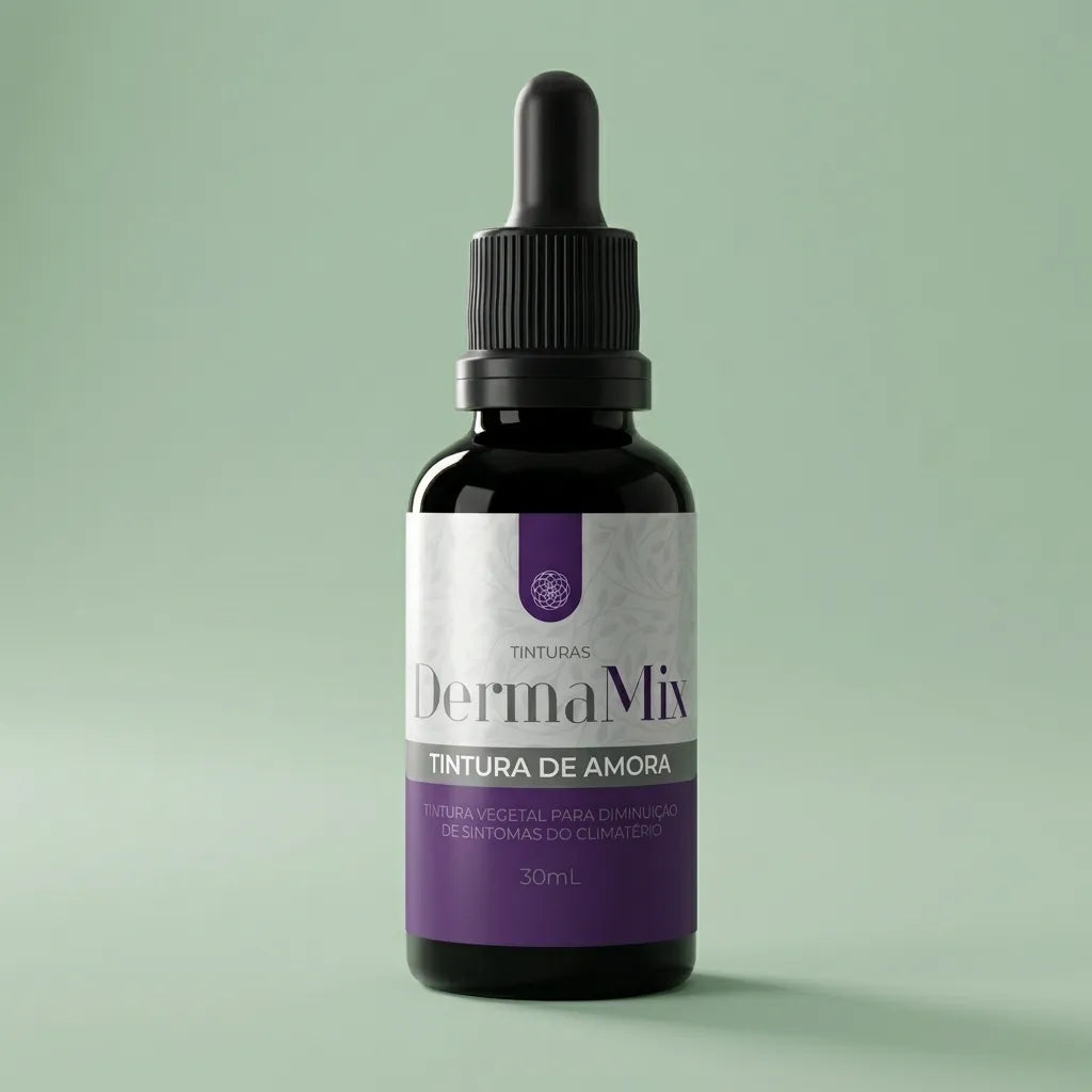 Dermafórmula Melhor Farmácia de Manipulação na Baixada Santista | Frasco conta-gotas de Tintura de Amora DermaMix 30ml para saúde e bem-estar.