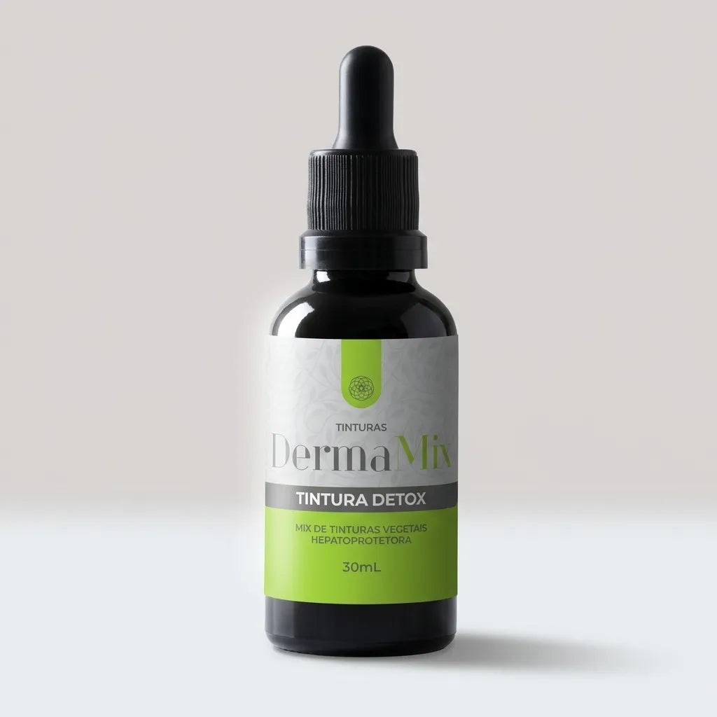 Dermafórmula Melhor Farmácia de Manipulação em Santos | Frasco conta-gotas de Tintura Detox DermaMix 30ml, mix de vegetais da Farma Magistral.