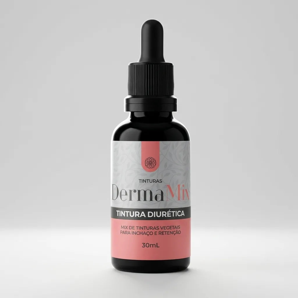 Dermafórmula Melhor Farmácia de Manipulação em Santos | Frasco conta-gotas de Tintura Diurética DermaMi 30ml da Farma Magistral, mix vegetal contra inchaço.