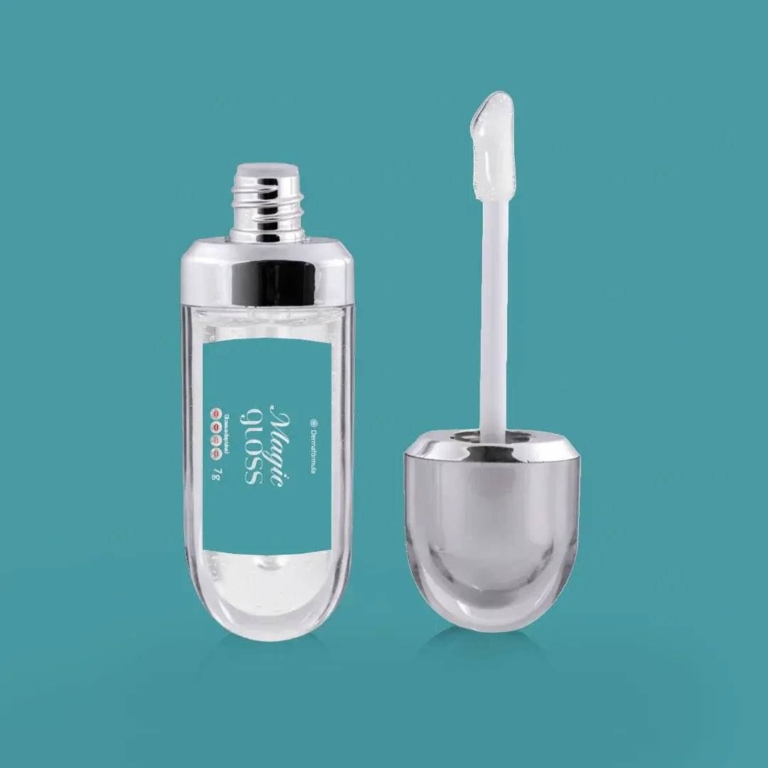 Mockup do Derma Magic Gloss (6g) da Dermafórmula, o lip gloss que muda de cor de acordo com o pH dos lábios.

Dermafórmula, a melhor farmácia de manipulação de Santos e da Baixada Santista. Bem-estar autoral, saúde sob medida. Aitvos selecionados com selo de autenticidade e qualidade garantida.