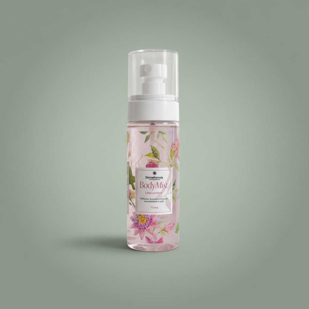 Dermafórmula — Body Mist - Lina Lumière 130ML — ✅ Proporciona uma fragrância sofisticada e envolvente ✅ Confere frescor e leveza à pele ao longo do dia ✅ Realça a sua presença com um toque de elegância autoral — Saúde sob medida. Bem-estar autoral. — fundo colorido