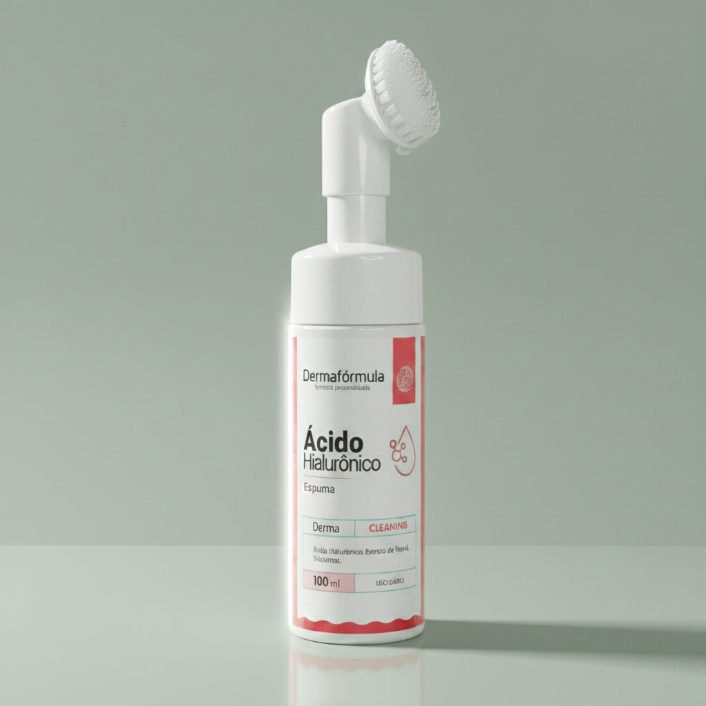 Dermafórmula — Derma Espuma de Limpeza Ácido Hialurônico — ✅ Auxilia na hidratação profunda e na manutenção da barreira cutânea — Saúde sob medida. Bem-estar autoral. — fundo colorido