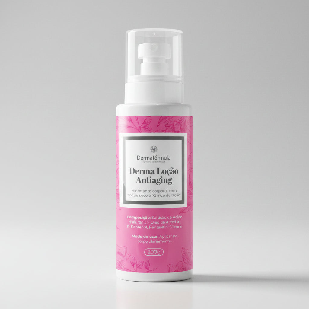 Dermafórmula — Derma Loção Antiaging — ✅ Promove hidratação profunda e prolongada, ajudando a reter a umidade na pele — Saúde sob medida. Bem-estar autoral. — fundo branco