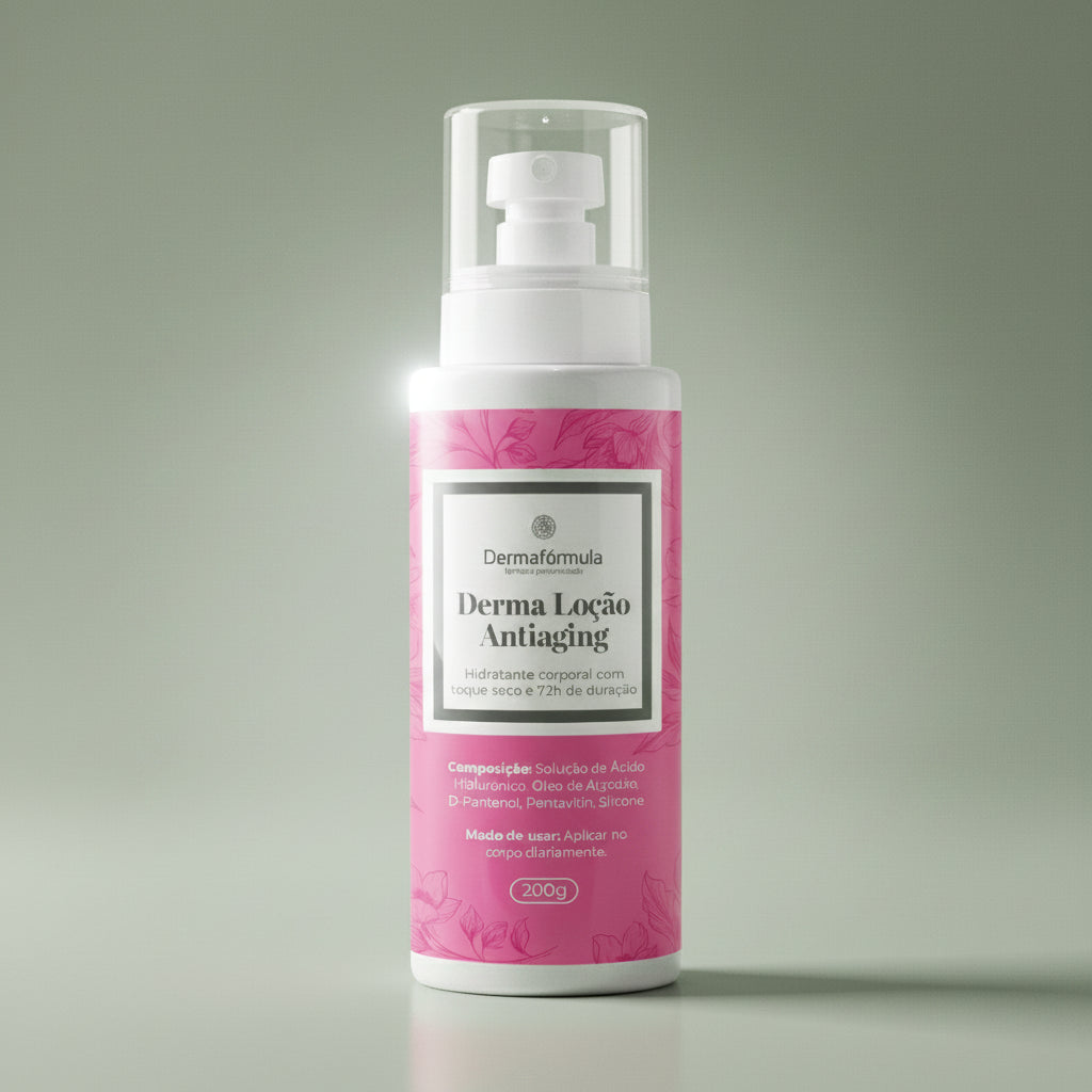 Dermafórmula — Derma Loção Antiaging — ✅ Promove hidratação profunda e prolongada, ajudando a reter a umidade na pele — Saúde sob medida. Bem-estar autoral. — fundo colorido