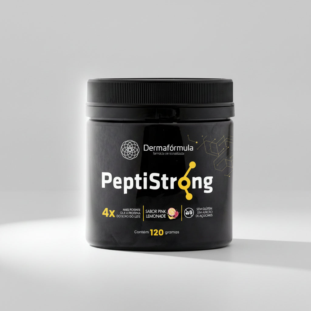 Dermafórmula — Derma Peptistrong Pink Lemonade — ✅ Auxilia no aumento da síntese proteica muscular — Saúde sob medida, bem-estar autoral. — fundo branco