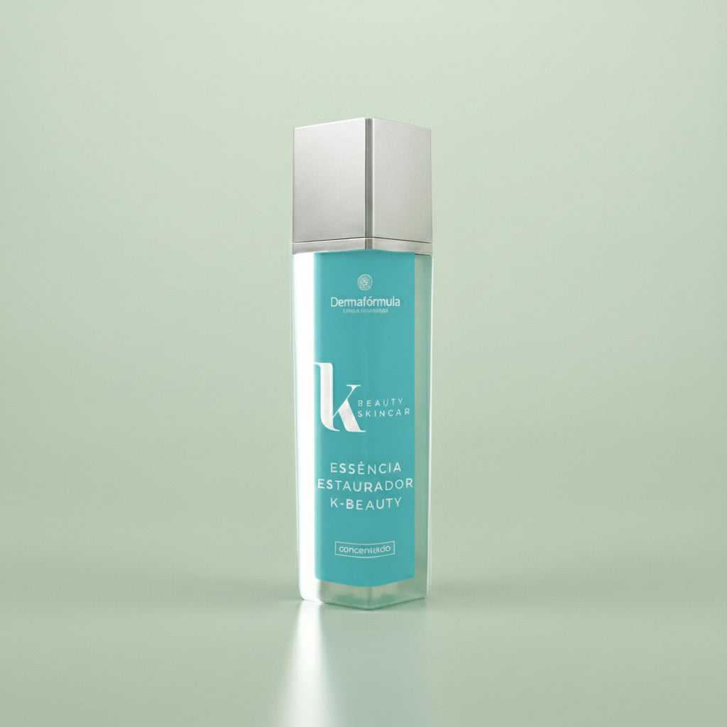 Dermafórmula — K-Beauty Essencia Restauradora — ✅ Auxilia na hidratação profunda, promovendo o efeito "Glass Skin" — Saúde sob medida. Bem-estar autoral. — fundo colorido