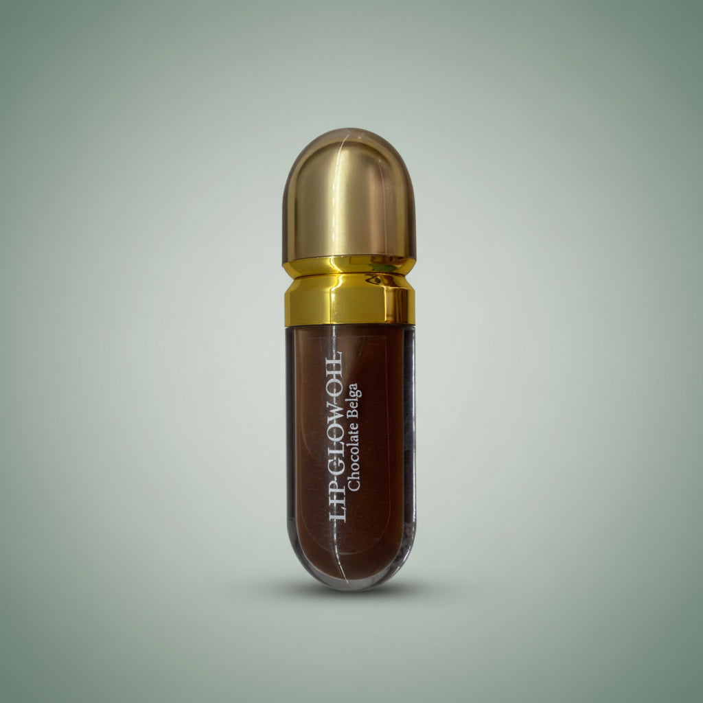 Dermafórmula — Lip Glow Oil - Chocolate — ✅ Promove hidratação profunda e duradoura para os lábios — Saúde sob medida. Bem-estar autoral. — fundo colorido